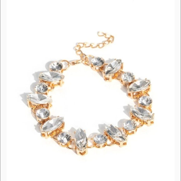 Paparazzi Gold and Silver Crystal Bracelet Exclusively Exteavagant Jewelry - Picture 1 of 3